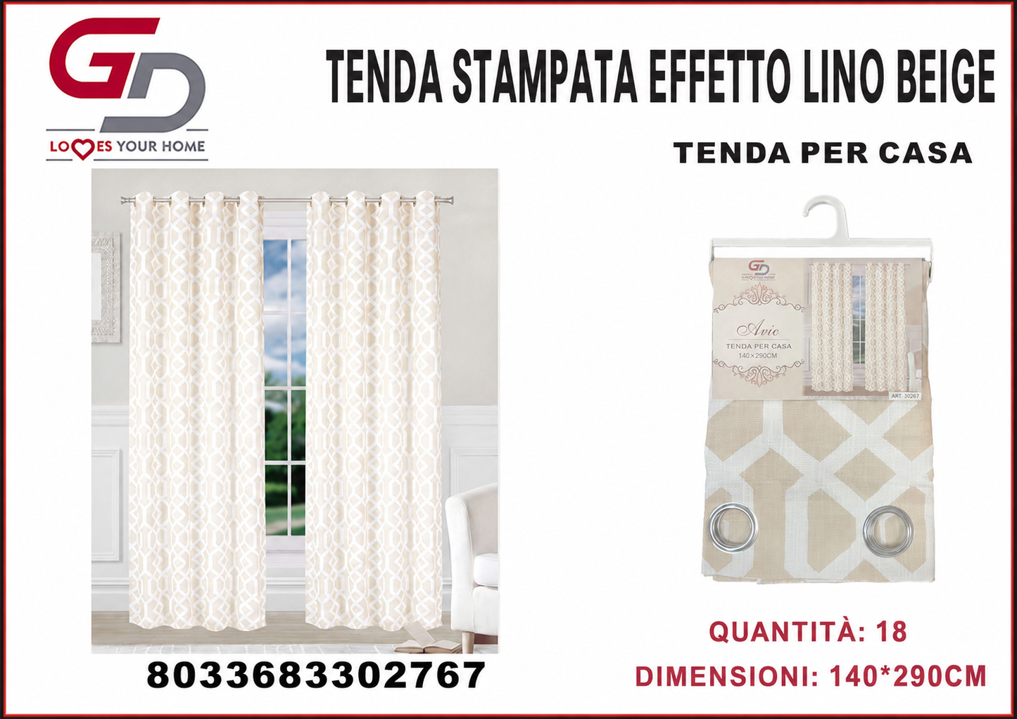 TENDA PER CASA ARIC 140*290CM