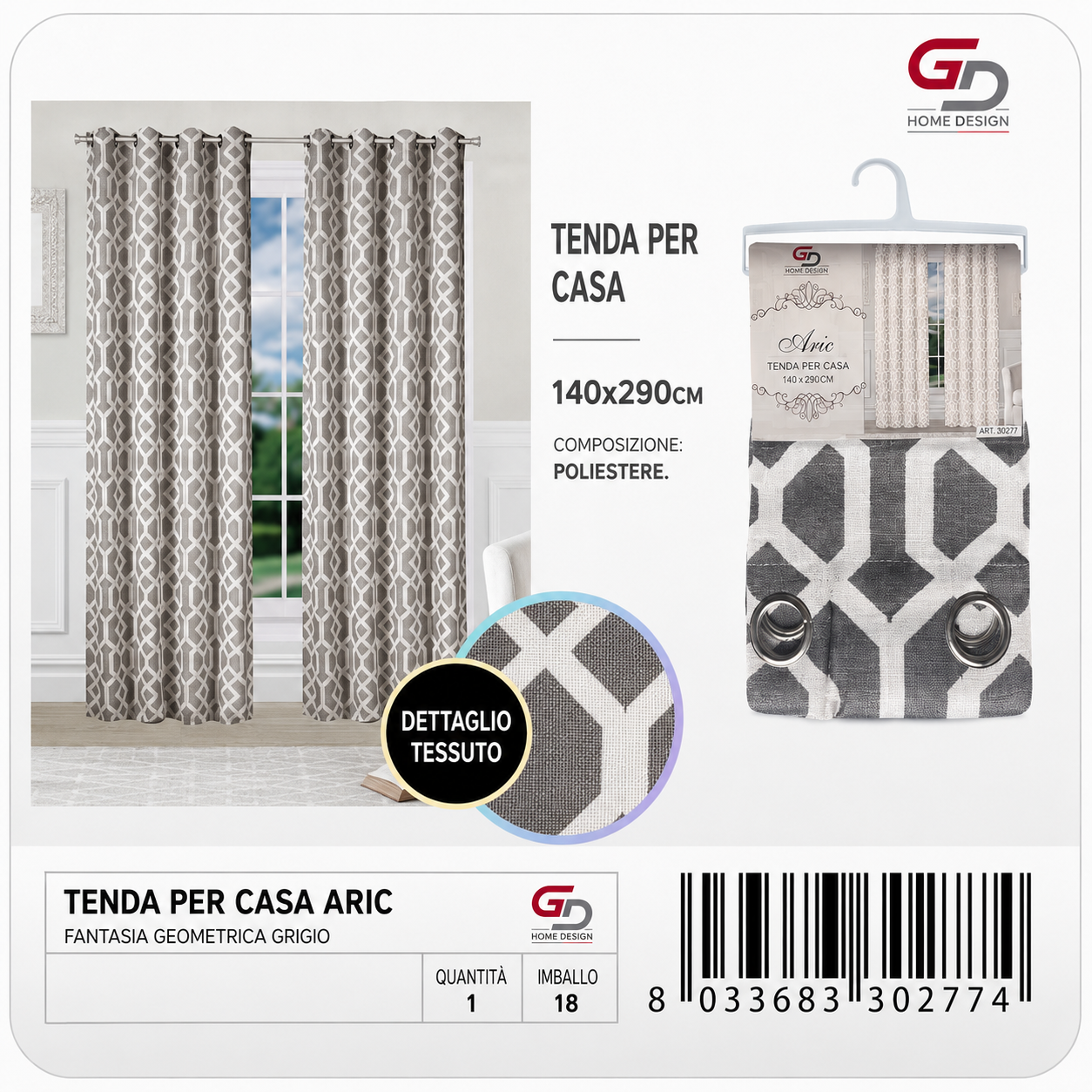 TENDA PER CASA ARIC 140*290CM