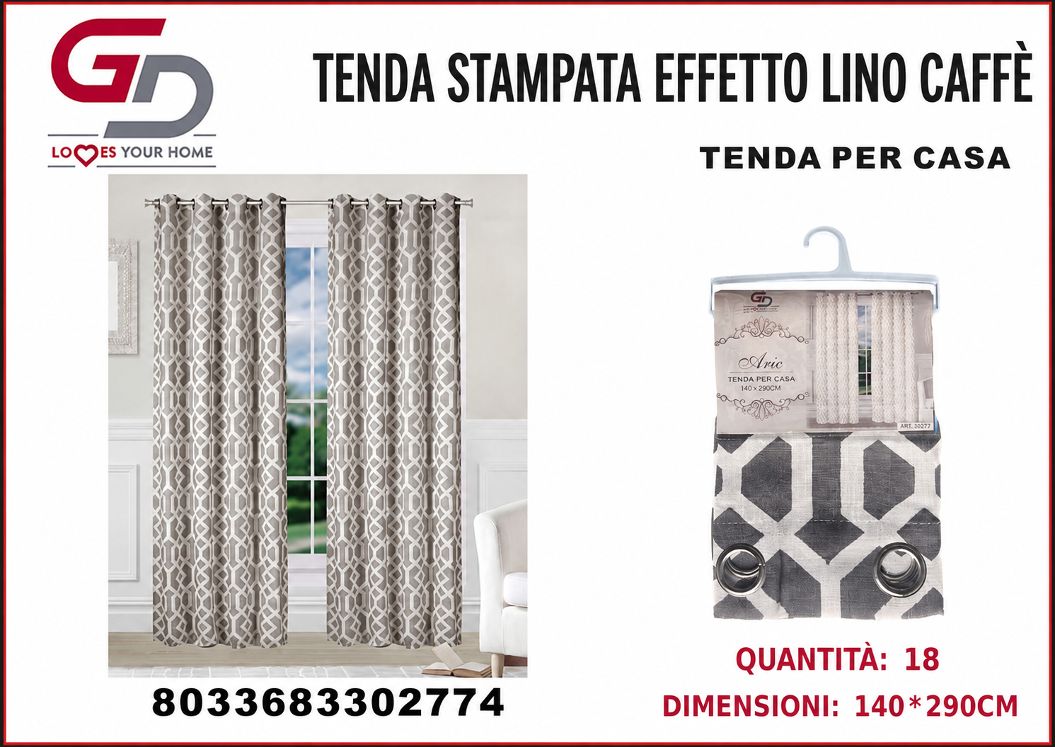 TENDA PER CASA ARIC 140*290CM
