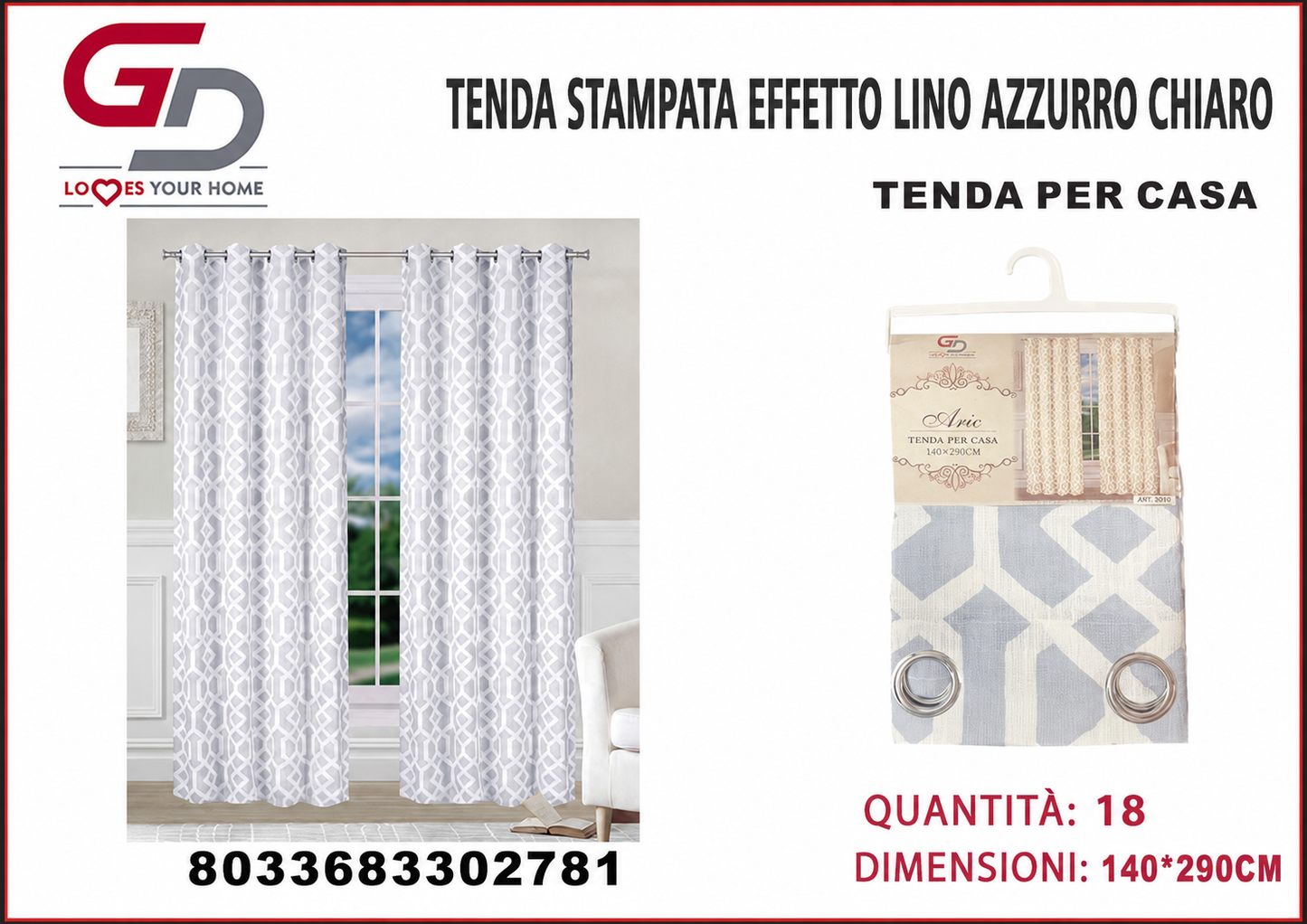 TENDA PER CASA ARIC 140*290CM