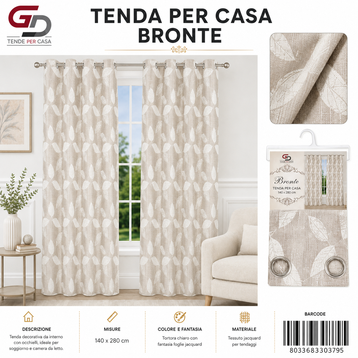 TENDA PER CASA BRONTE 140X280CM - 8033683303795