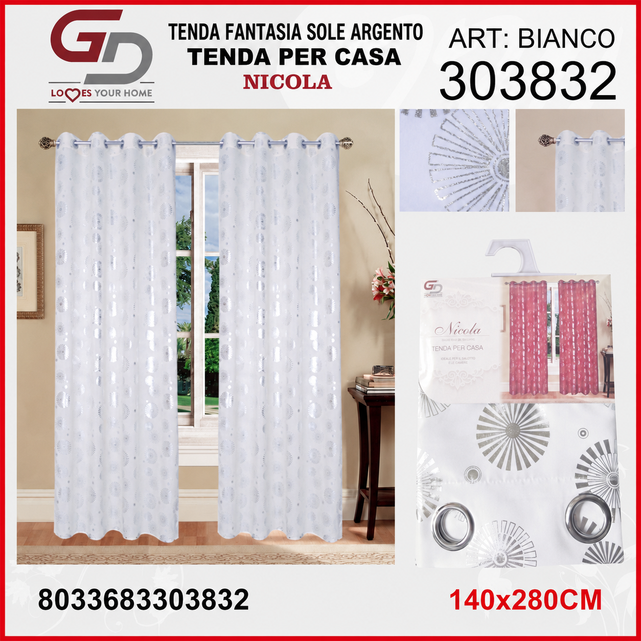 TENDA PER CASA NICOLA 140*260-280CM GRIGIO