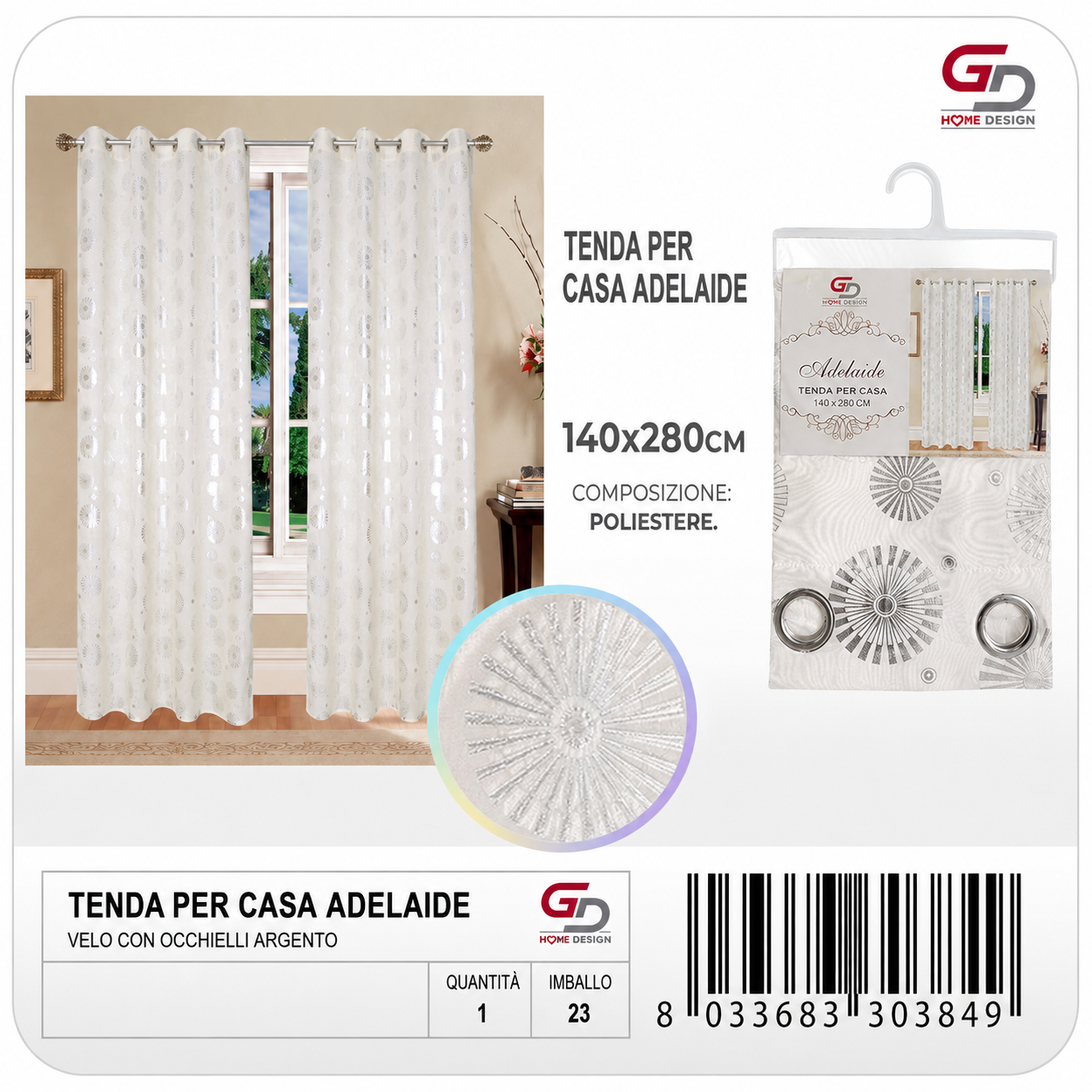 TENDA PER CASA NICOLA 140*280CM GRIGIO