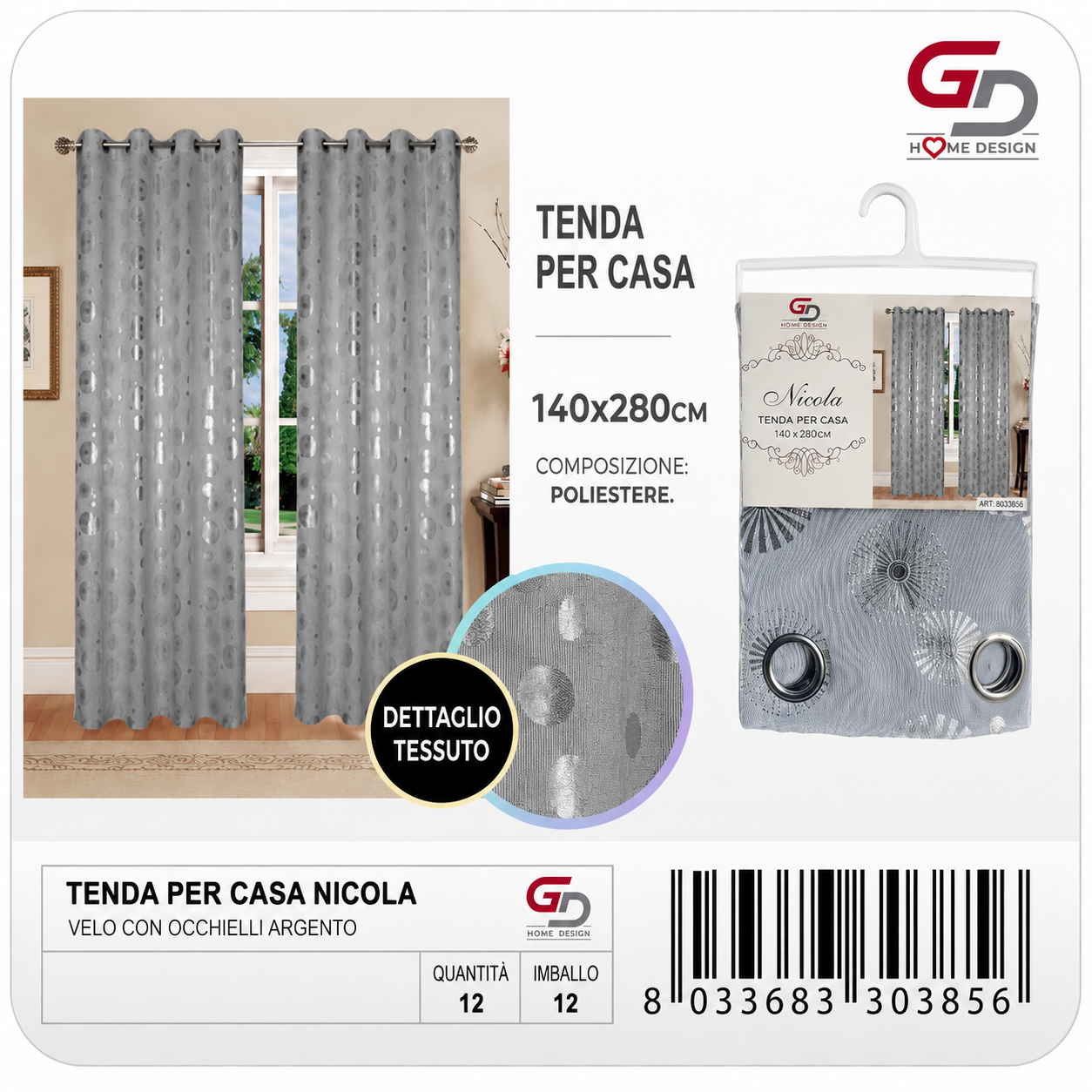 TENDA PER CASA NICOLA 140*260CM BIANCO