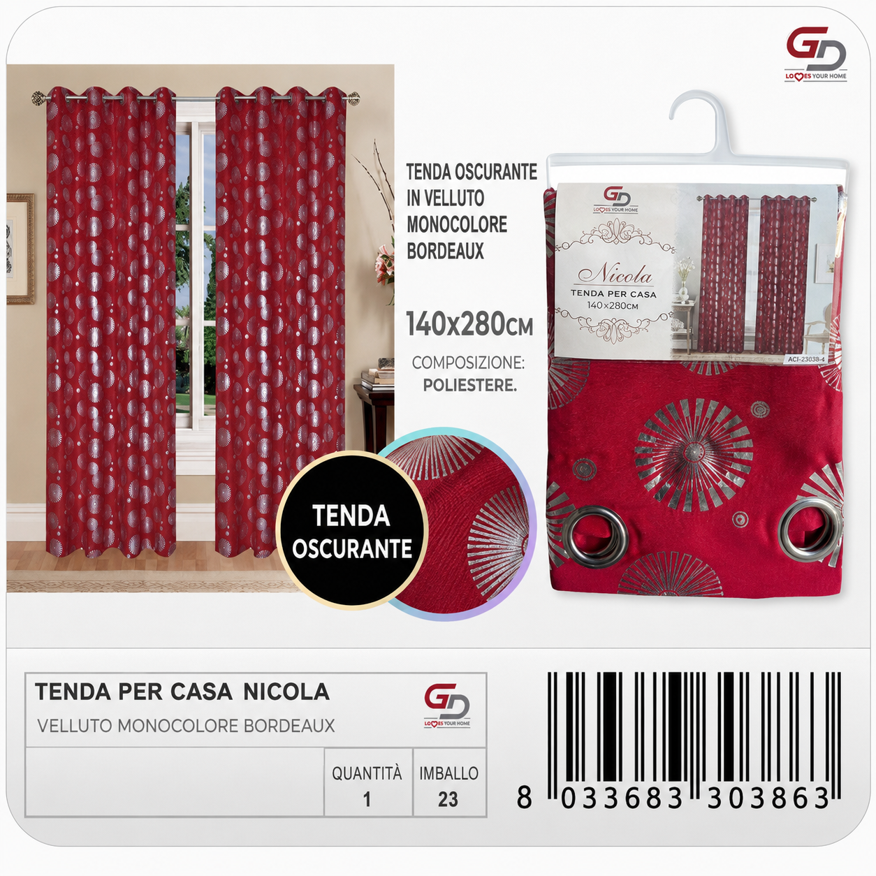 TENDA PER CASA NICOLA 140*280CM BEIGE