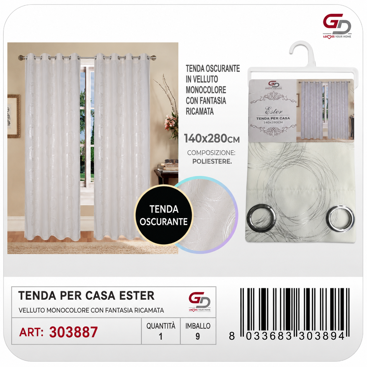 TENDA PER CASA ESTER 140*280CM BEIGE