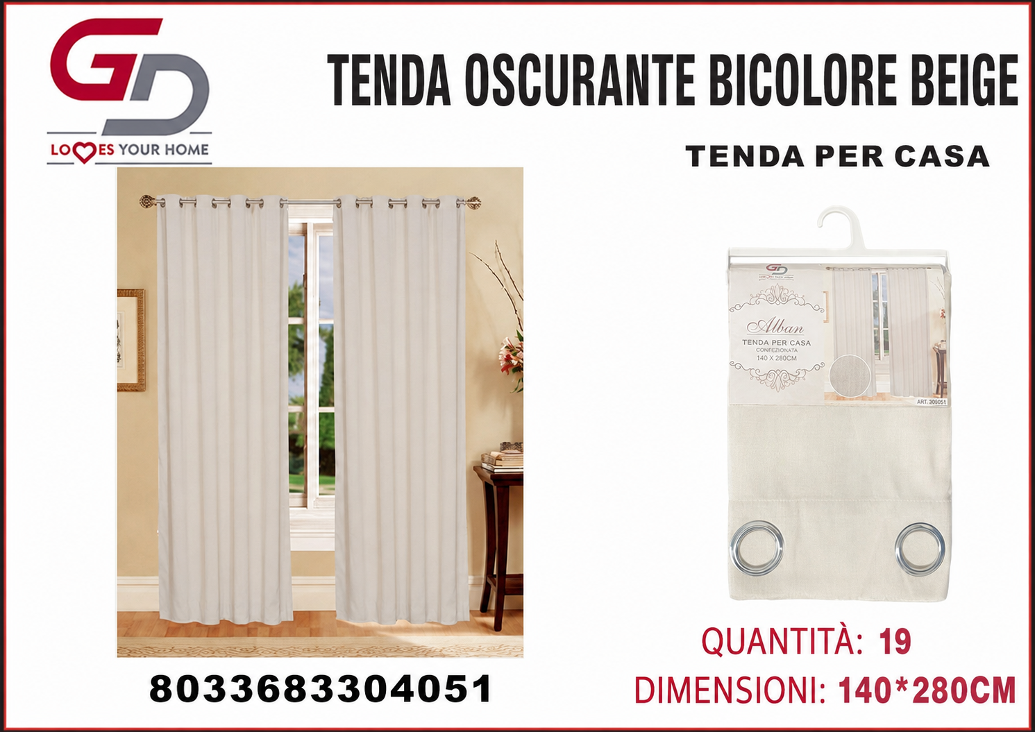 TENDA PER CASA ALBAN 140*280CM