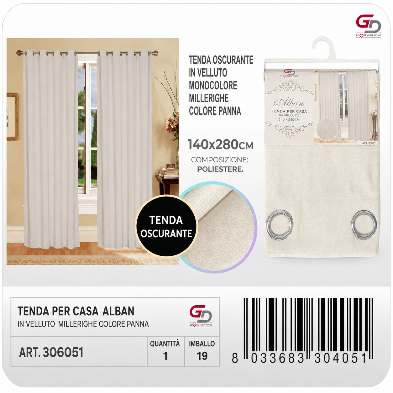 TENDA PER CASA ALBAN 140*280CM