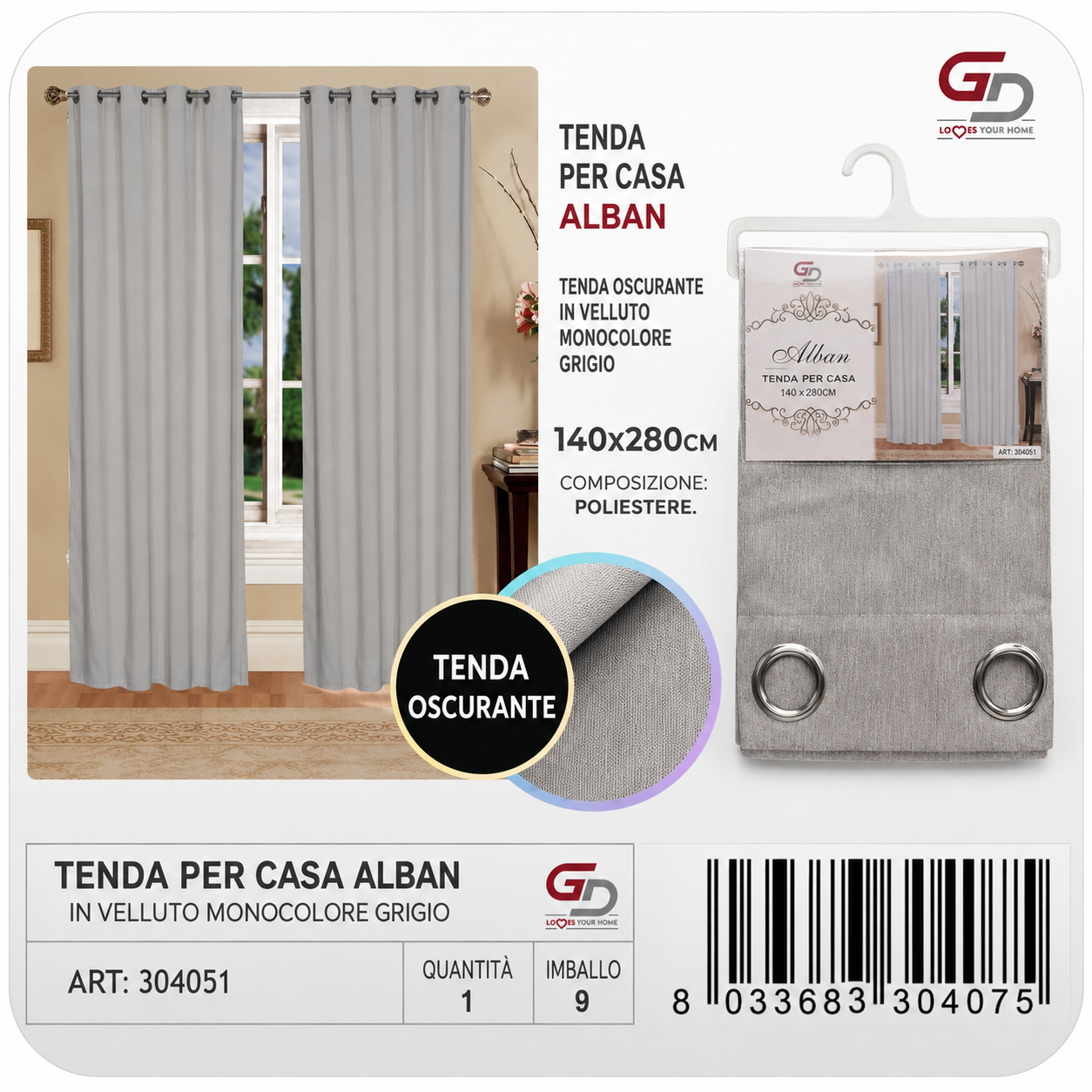 TENDA PER CASA ALBAN 140*280CM