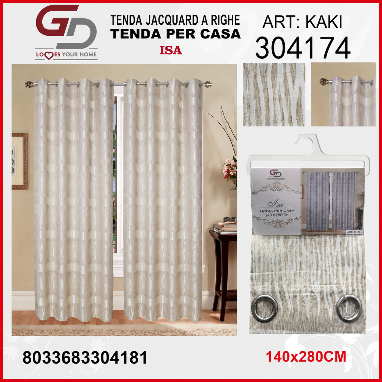 TENDA PER CASA ISA 140*280CM BEIGE
