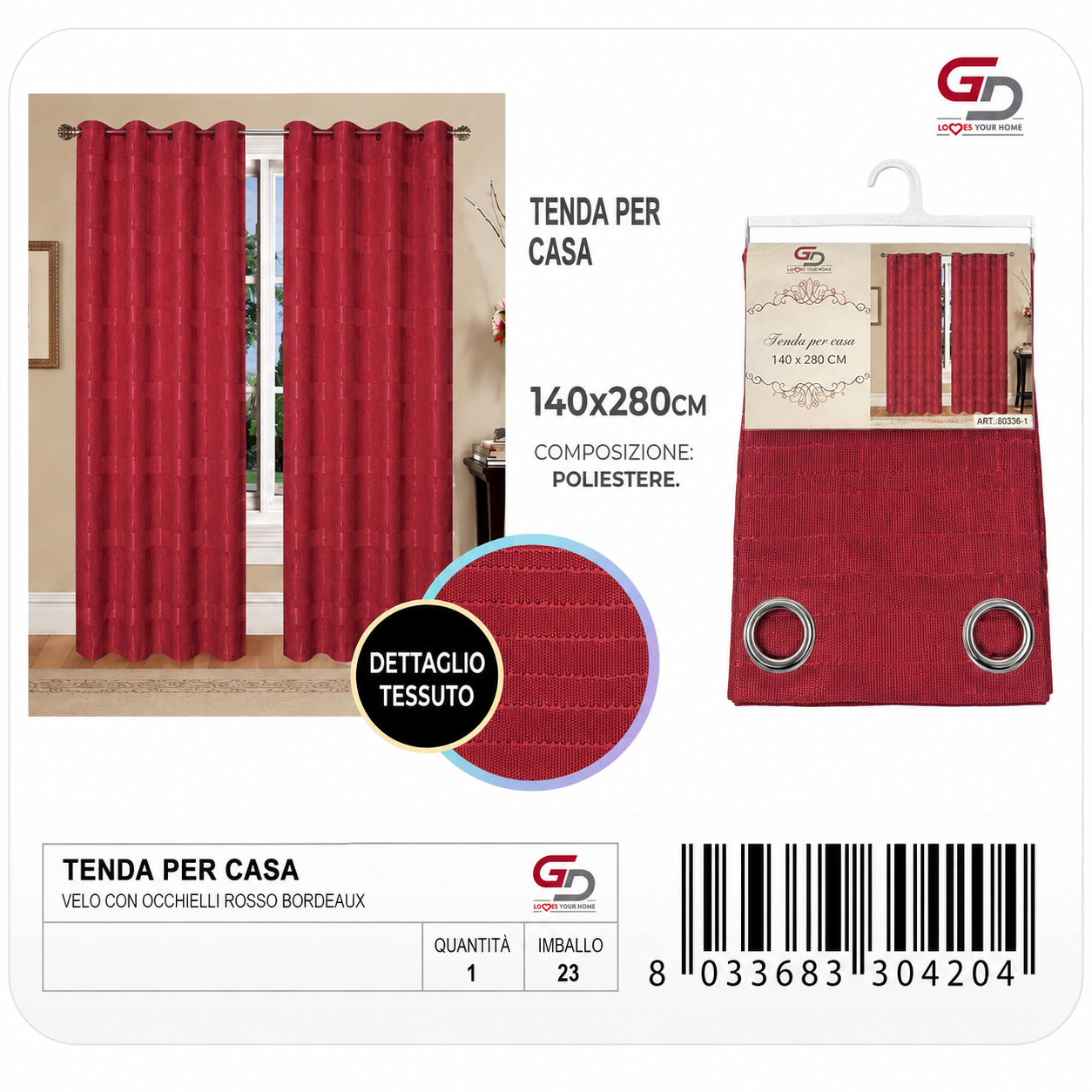 TENDA PER CASA ISA 140*260CM ROSSO