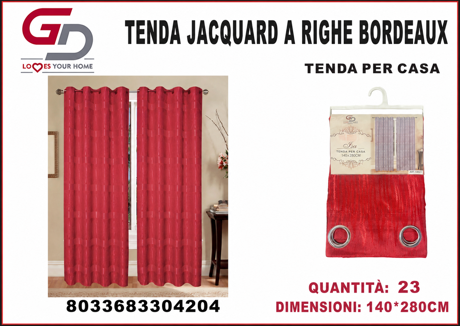 TENDA PER CASA ISA 140*260CM ROSSO