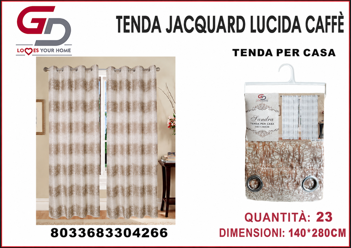 TENDA PER CASA SANDRA 140*280CM CAFFE