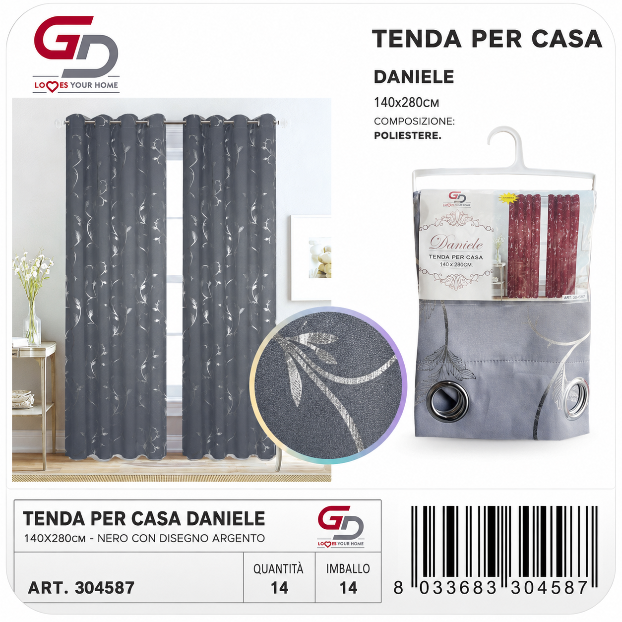 TENDA PER CASA DANIELE 140*280CM