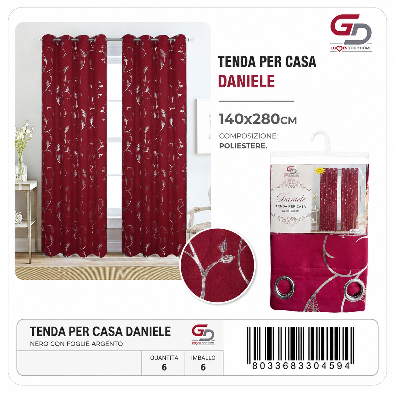 TENDA PER CASA DANIELE 140*280CM