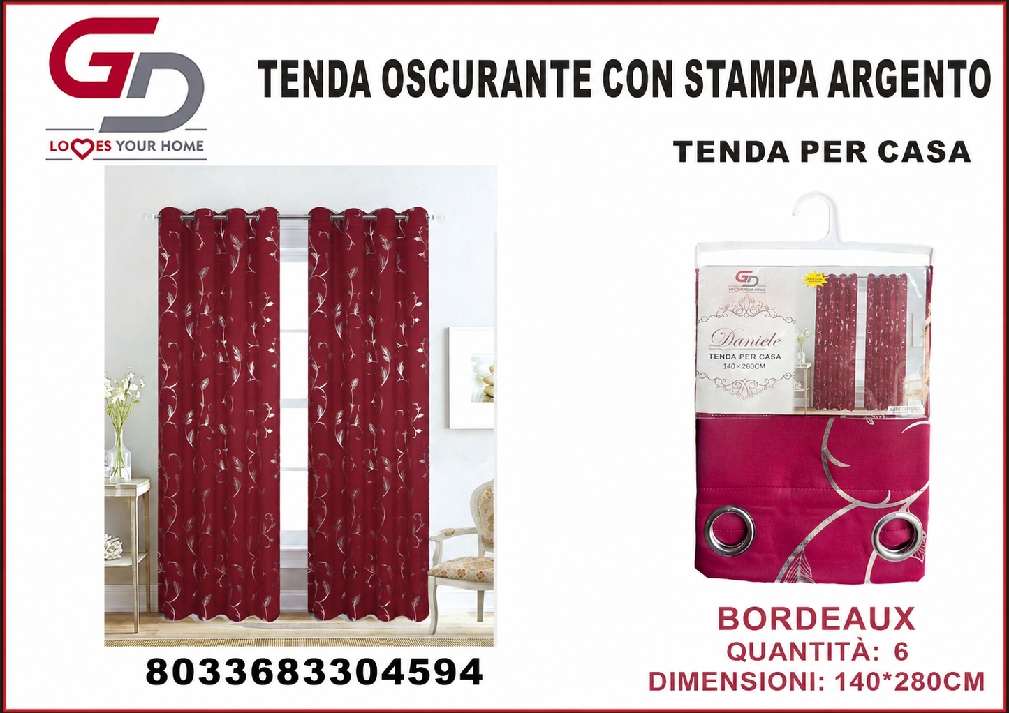 TENDA PER CASA DANIELE 140*280CM
