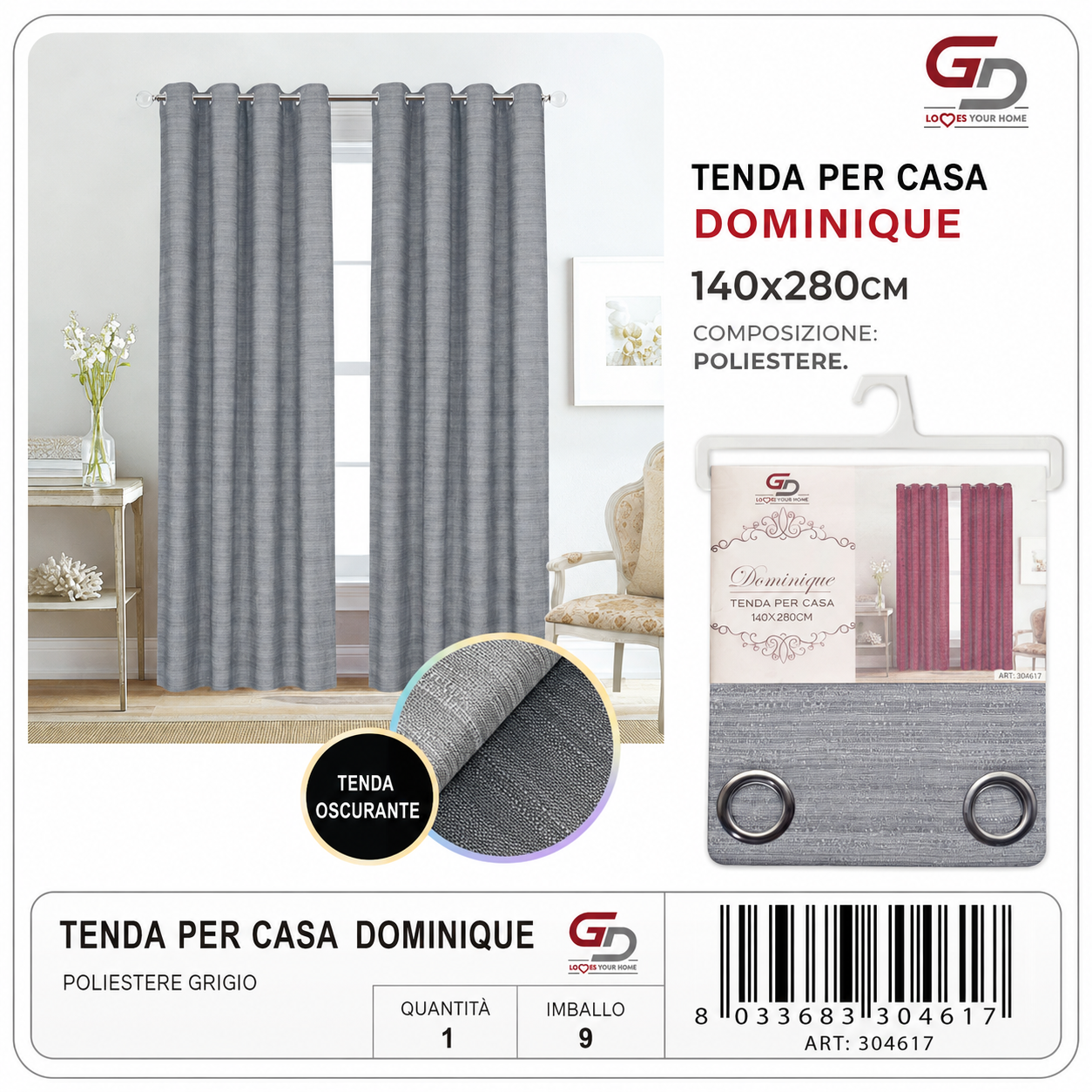 TENDA PER CASA DOMINIQUE 140*280CM