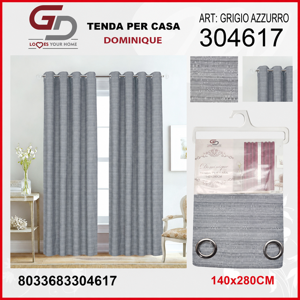 TENDA PER CASA DOMINIQUE 140*280CM