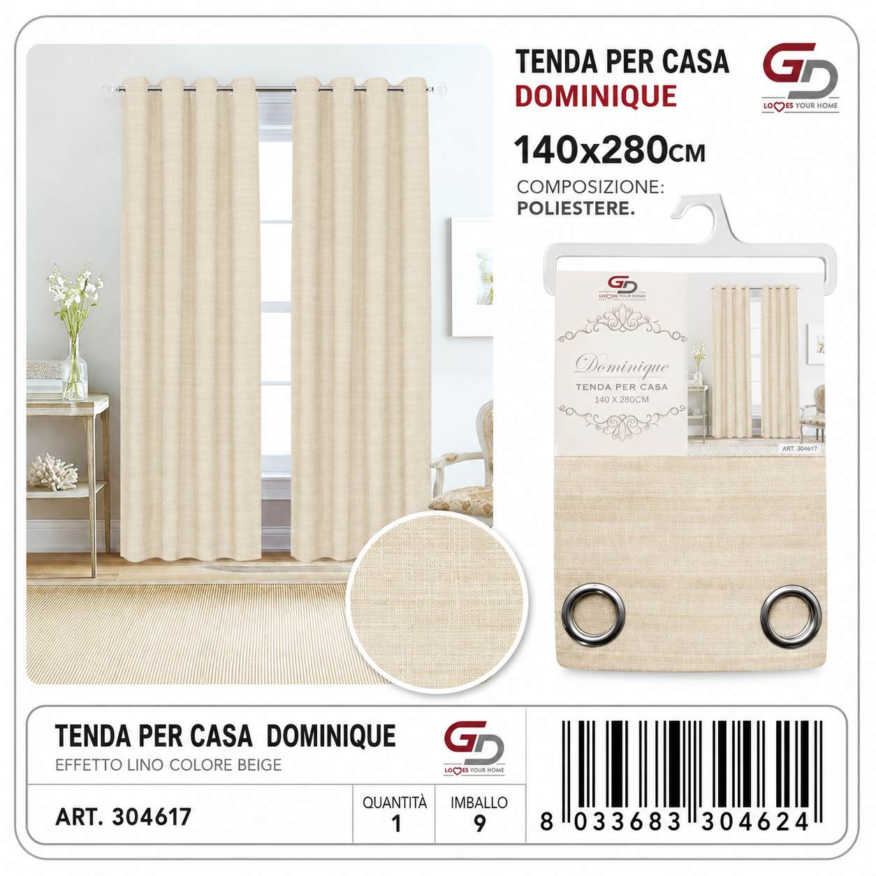 TENDA PER CASA DOMINIQUE 140*280CM