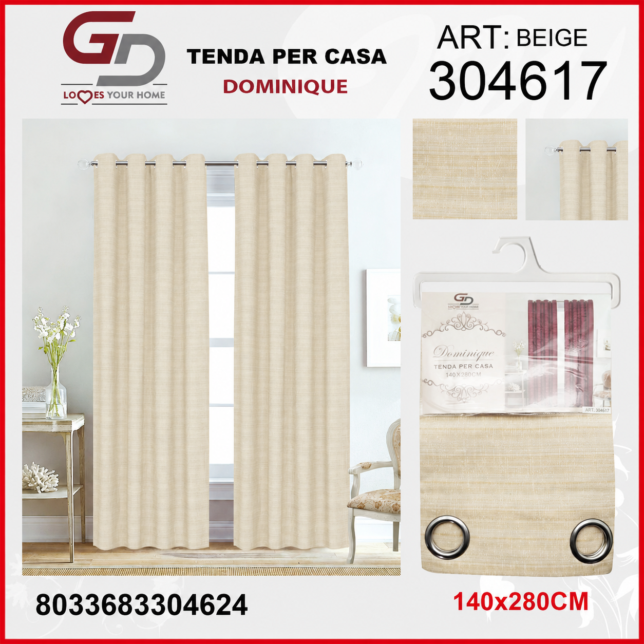 TENDA PER CASA DOMINIQUE 140*280CM