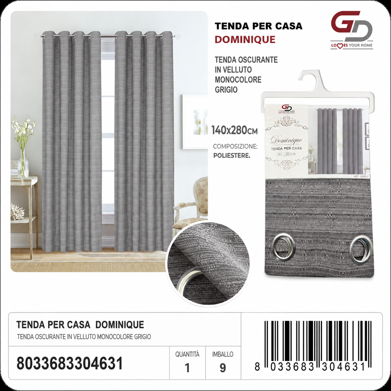 TENDA PER CASA DOMINIQUE 140*280CM