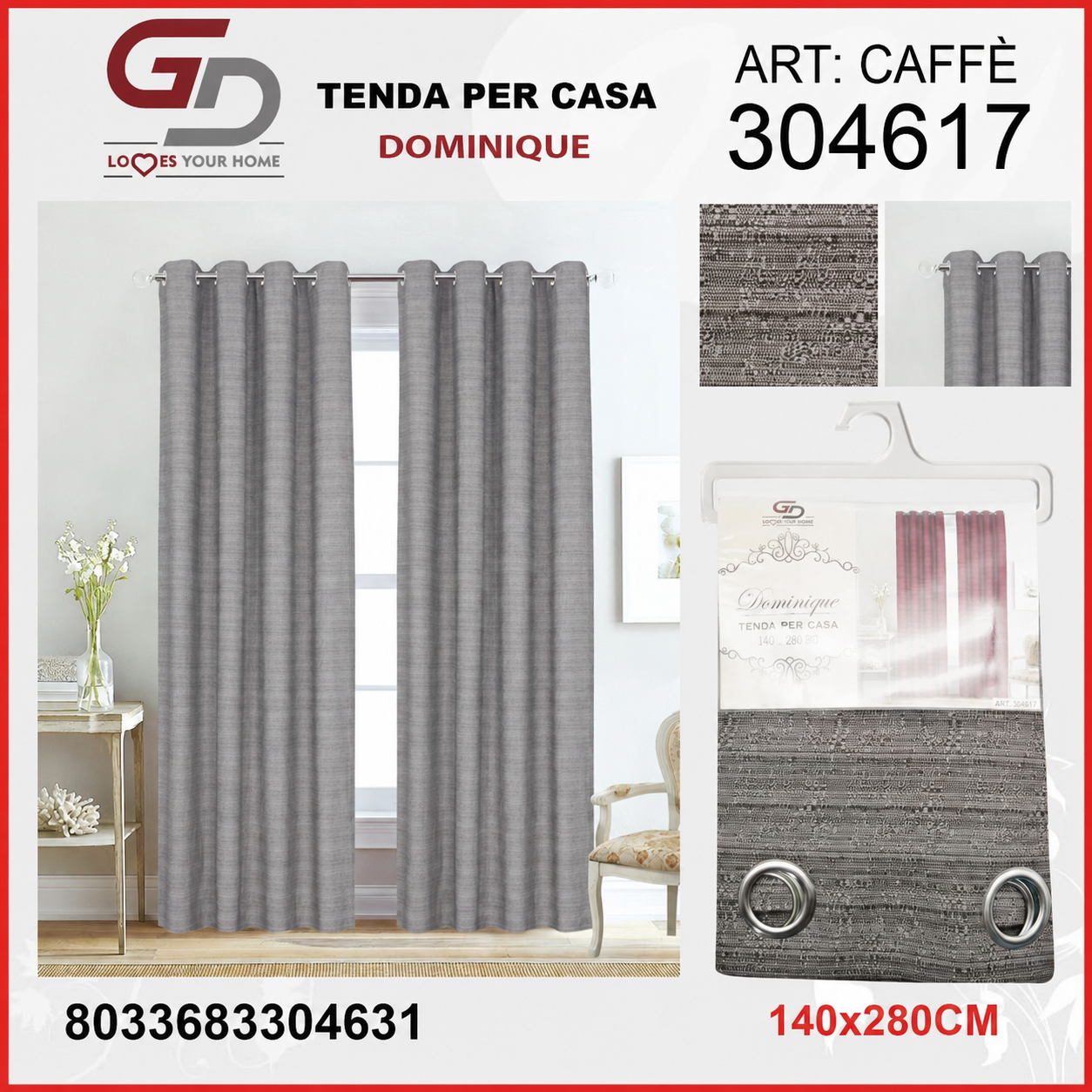 TENDA PER CASA DOMINIQUE 140*280CM