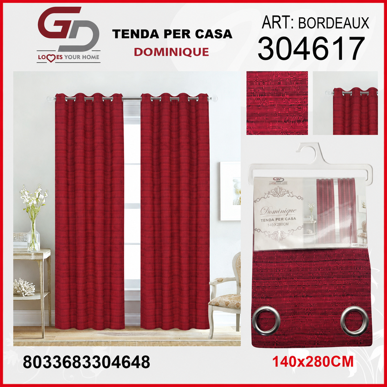 TENDA PER CASA DOMINIQUE 140*280CM