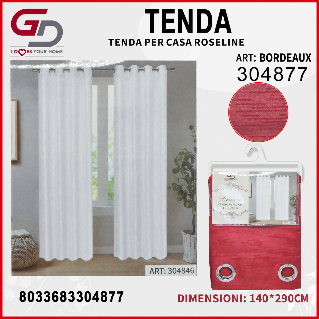 TENDA PER CASA ROSELINE 140*290CM