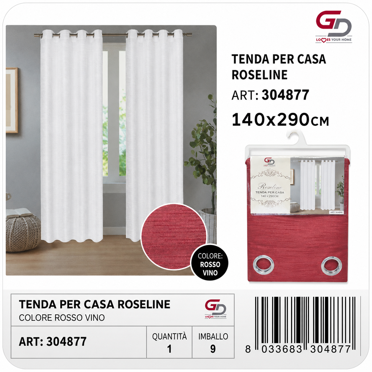 TENDA PER CASA ROSELINE 140*290CM