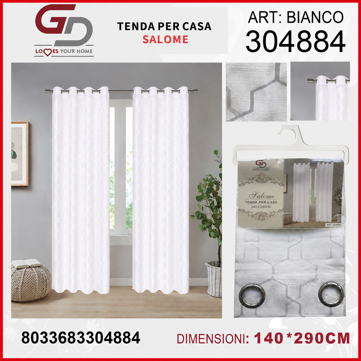 TENDA PER CASA SALOME 140*290CM 140*290CM