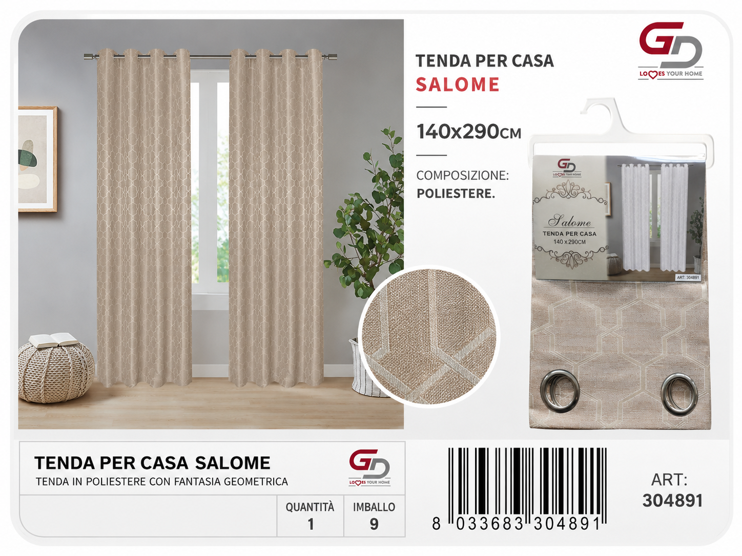 TENDA PER CASA SALOME 140*290CM 140*290CM