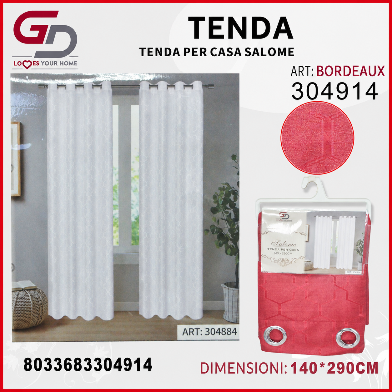 TENDA PER CASA SALOME 140*290CM