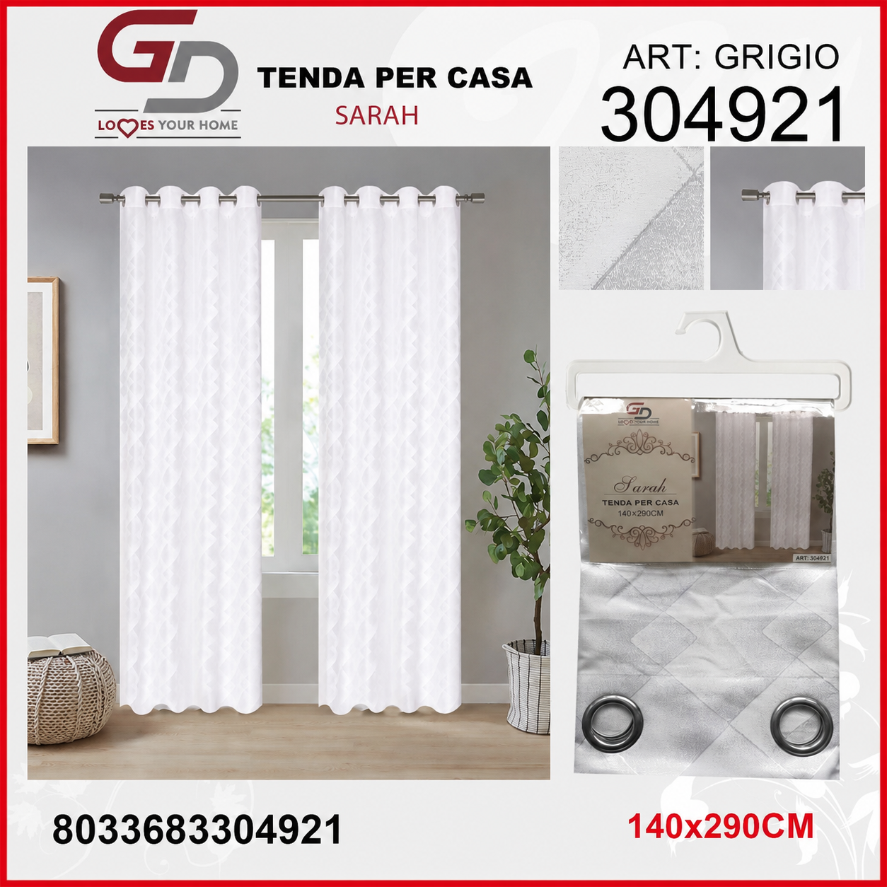 TENDA PER CASA SARAH 140*290CM 140*290CM