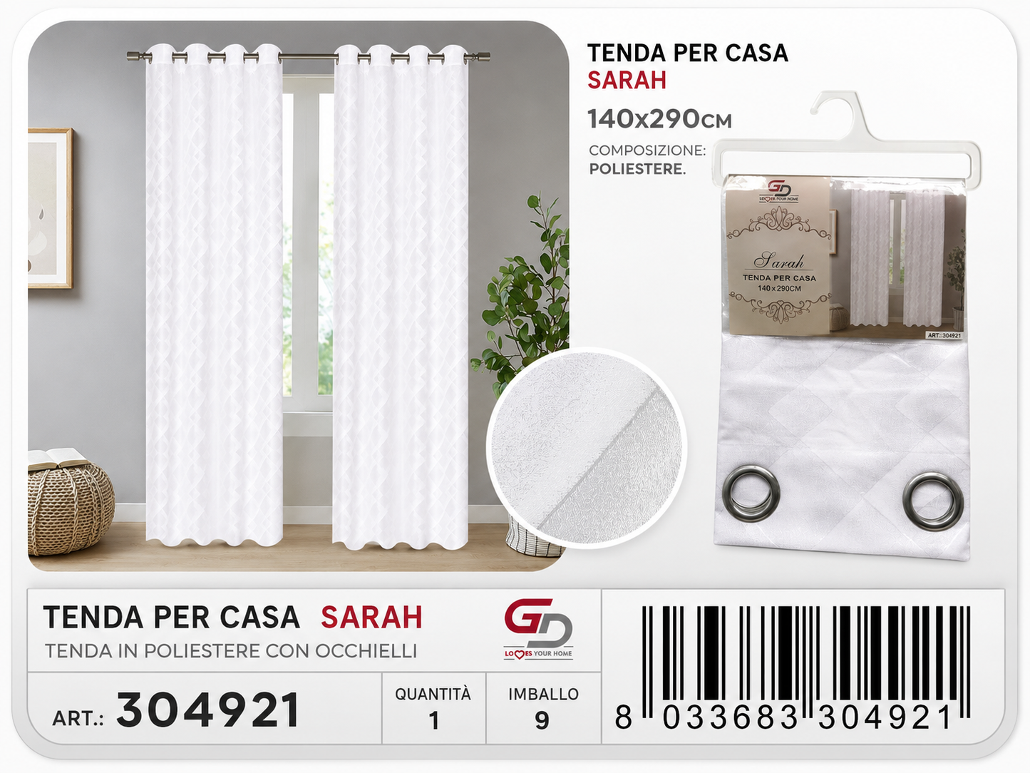 TENDA PER CASA SARAH 140*290CM 140*290CM