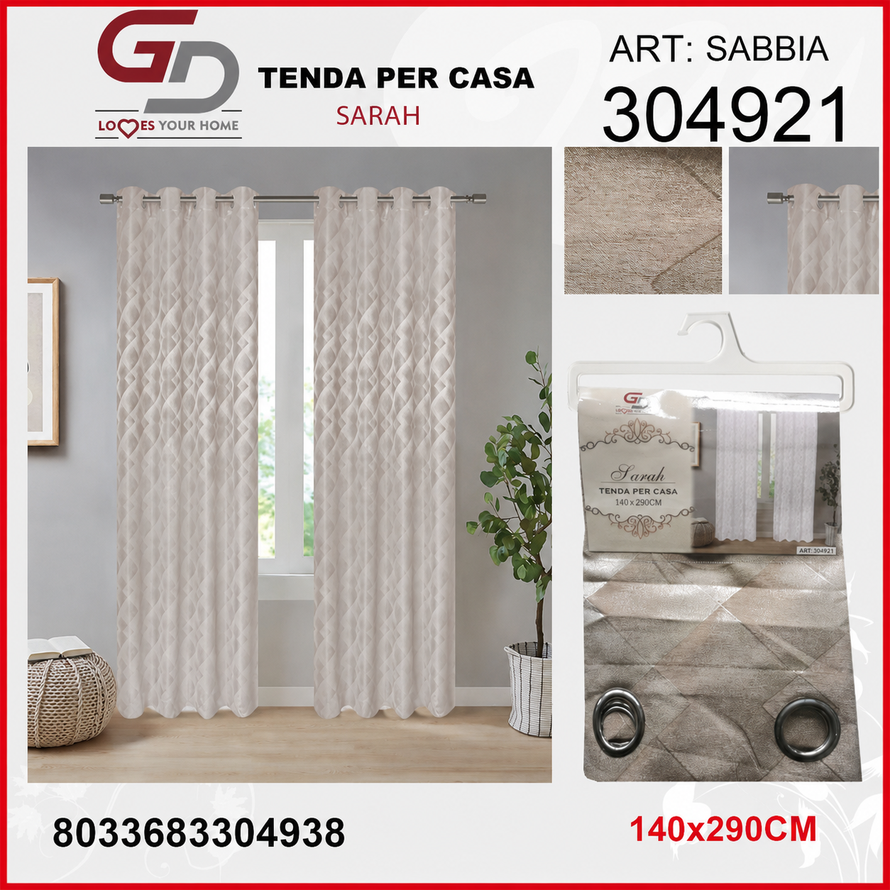 TENDA PER CASA SARAH 140*290CM 140*290CM