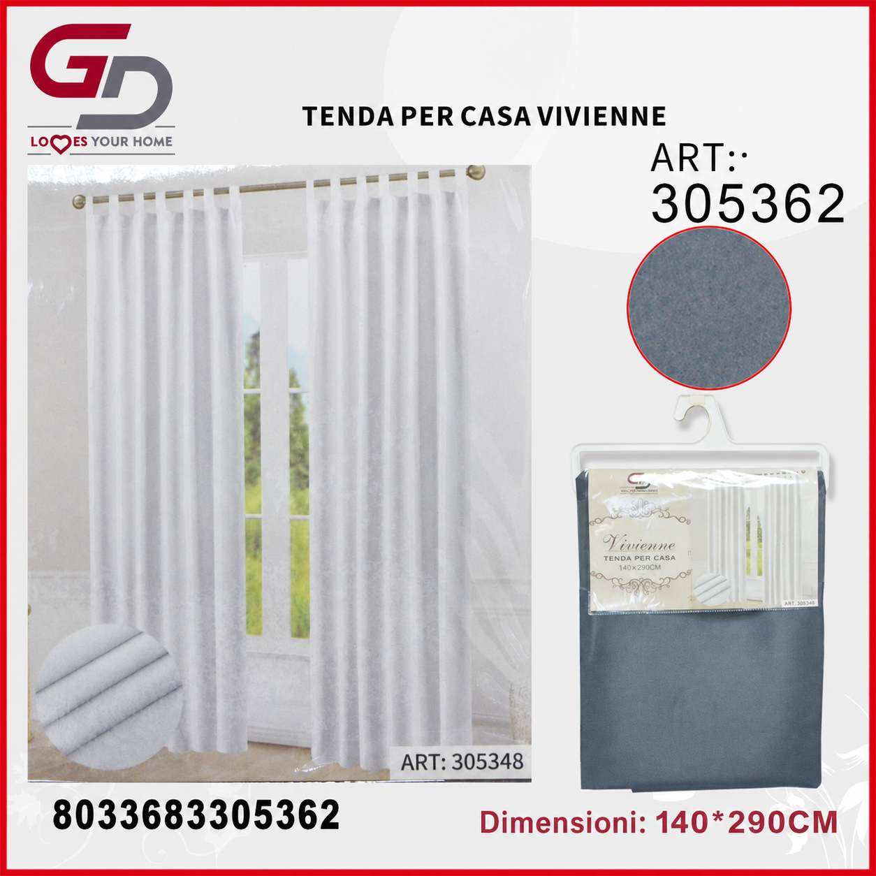 TENDA PER CASA VIVIENNE 140*290CM