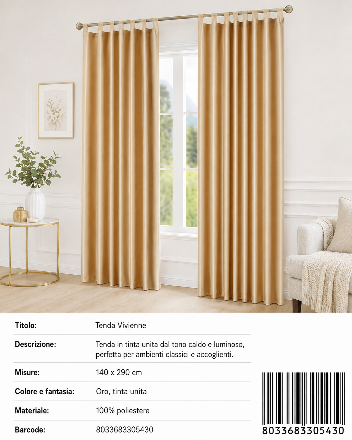 TENDA PER CASA VIVIENNE 140*290CM - 8033683305430