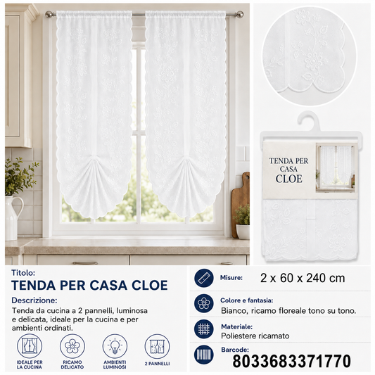 TENDA PER CASA CLOE BIANCO 2*60*240CM - 8033683371770