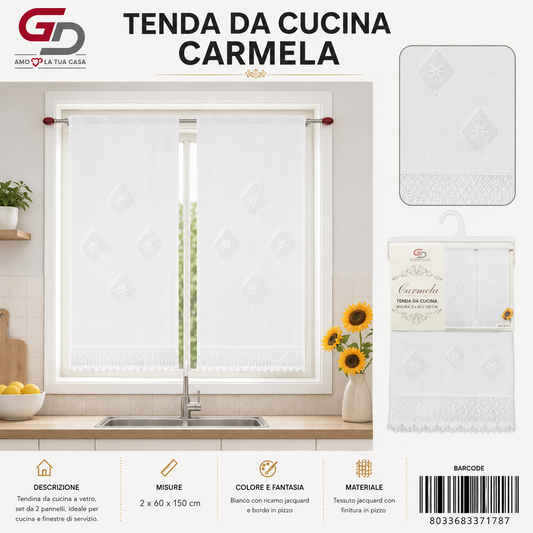 TENDA PER CASA CARMELA BIANCO 2*60*150CM - 8033683371787