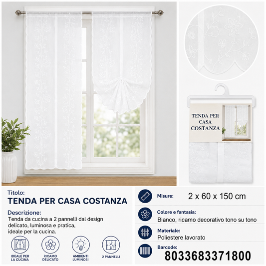 TENDA PER CASA COSTANZA BIANCO 2*60*150CM - 8033683371800