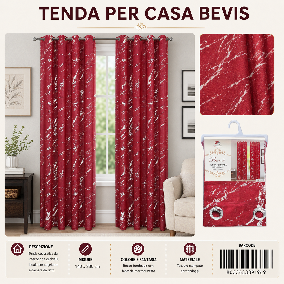 TENDA PER CASA BEVIS 140*280 - 8033683391969