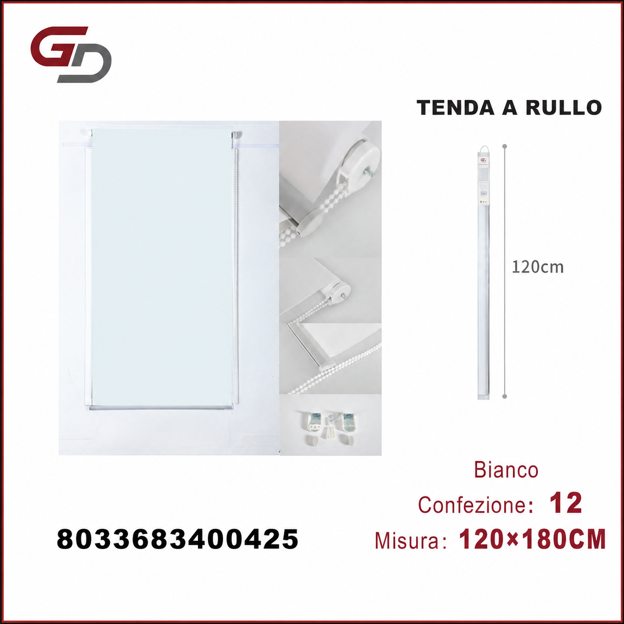 TENDA A RULLO TRASLUCIDA 120*180CM BIANCO