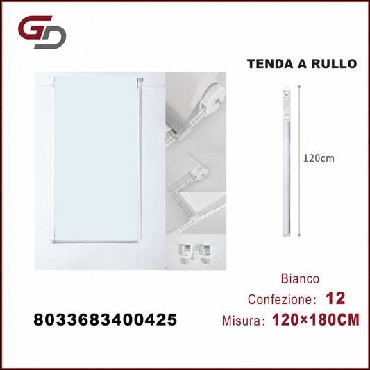 TENDA A RULLO TRASLUCIDA 120*180CM BIANCO
