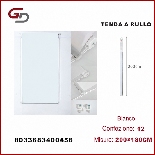 TENDA A RULLO TRASLUCIDA 200*180CM BIANCO