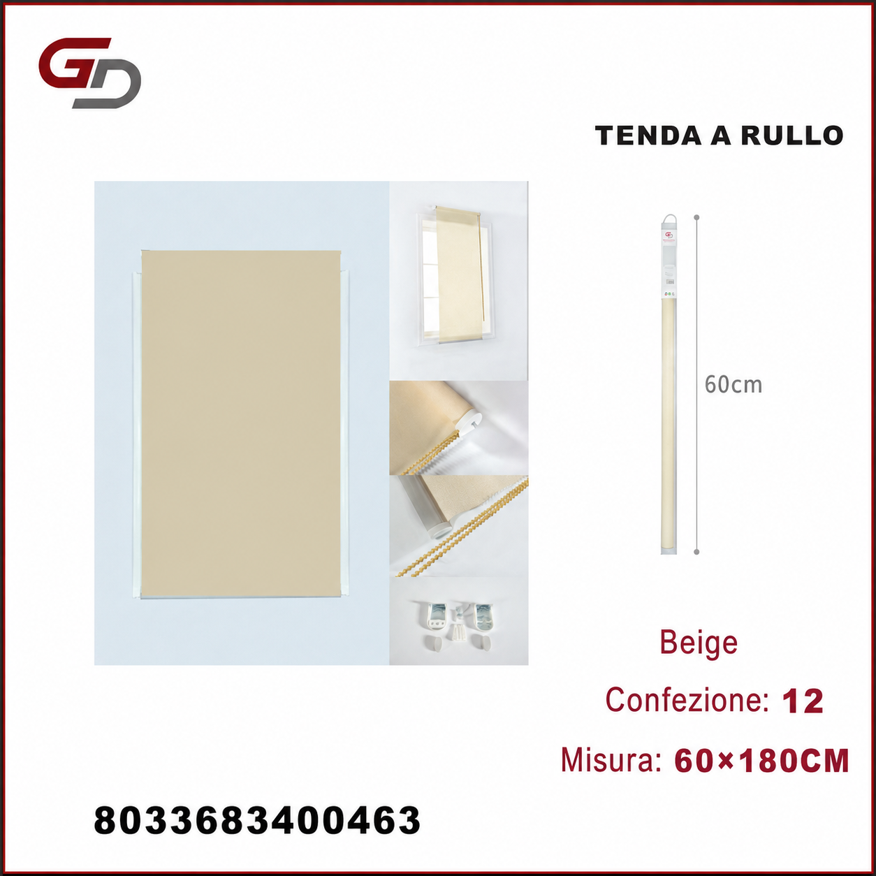 TENDA A RULLO TRASLUCIDA 60*180CM BEIGE