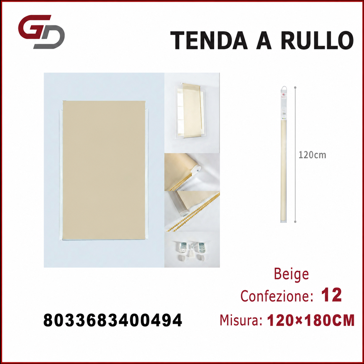 TENDA A RULLO TRASLUCIDA 120*180CM BEIGE