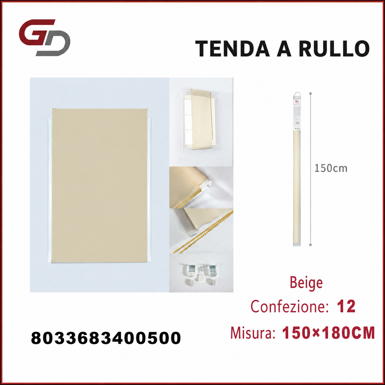 TENDA A RULLO TRASLUCIDA 150*180CM BEIGE
