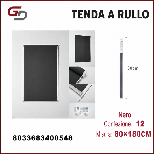 TENDA A RULLO TRASLUCIDA 80*180CM NERO