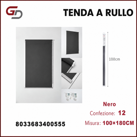 TENDA A RULLO TRASLUCIDA 100*180CM NERO