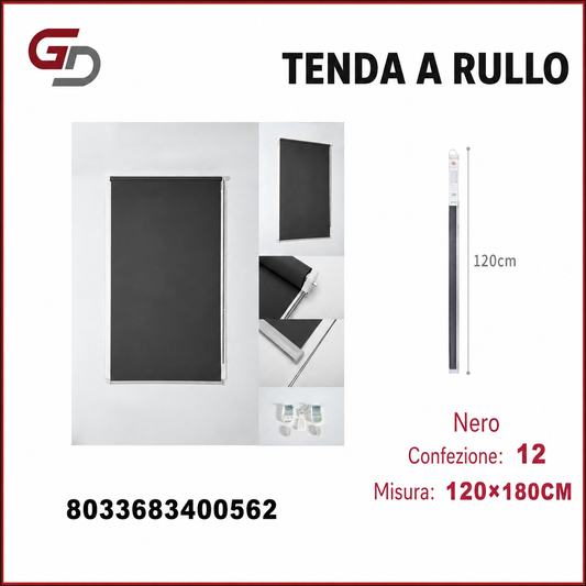 TENDA A RULLO TRASLUCIDA 120*180CM NERO